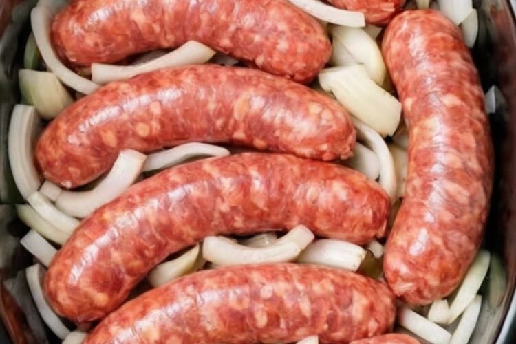 Slow cooker sausage supper with potatoes and green beans