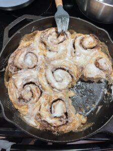 Cast Iron Sourdough Cinnamon Rolls