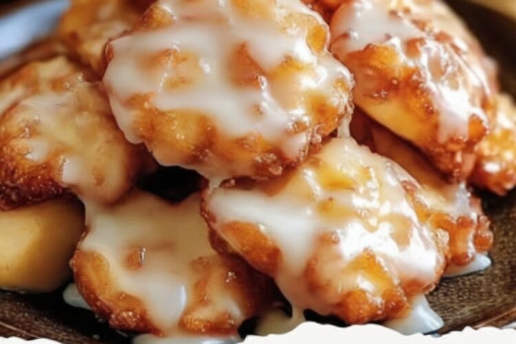 Baked apple fritters with vanilla glaze