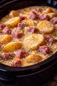 Creamy Crockpot Ham & Potatoes