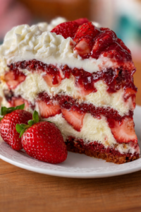 Strawberries and Cream Layer Cheesecake