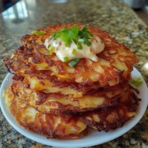 Crispy German potato pancakes with applesauce