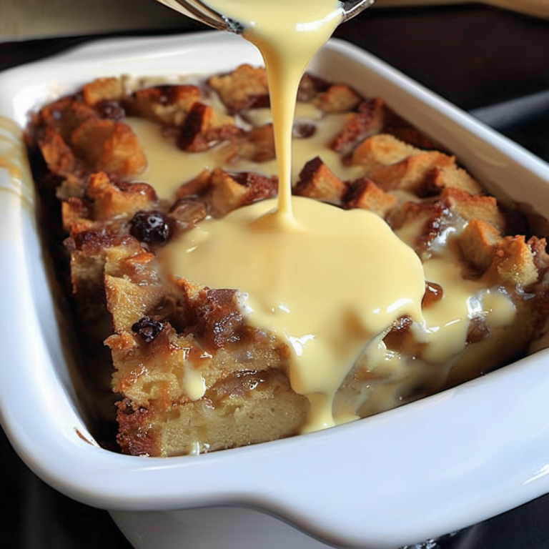 Old-Fashioned Bread Pudding with Vanilla Sauce (The Ultimate “Waste Not” Wonder)