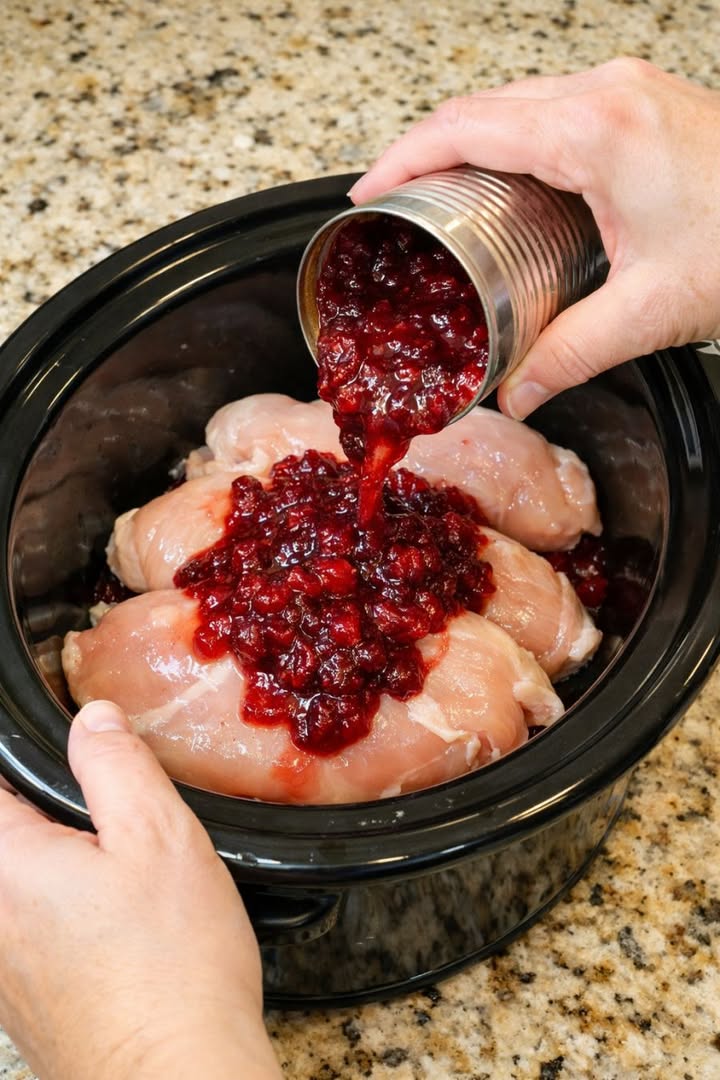 Slow Cooker Amish Cranberry Chicken: Tangy-Sweet Comfort with Just 4 Ingredients!