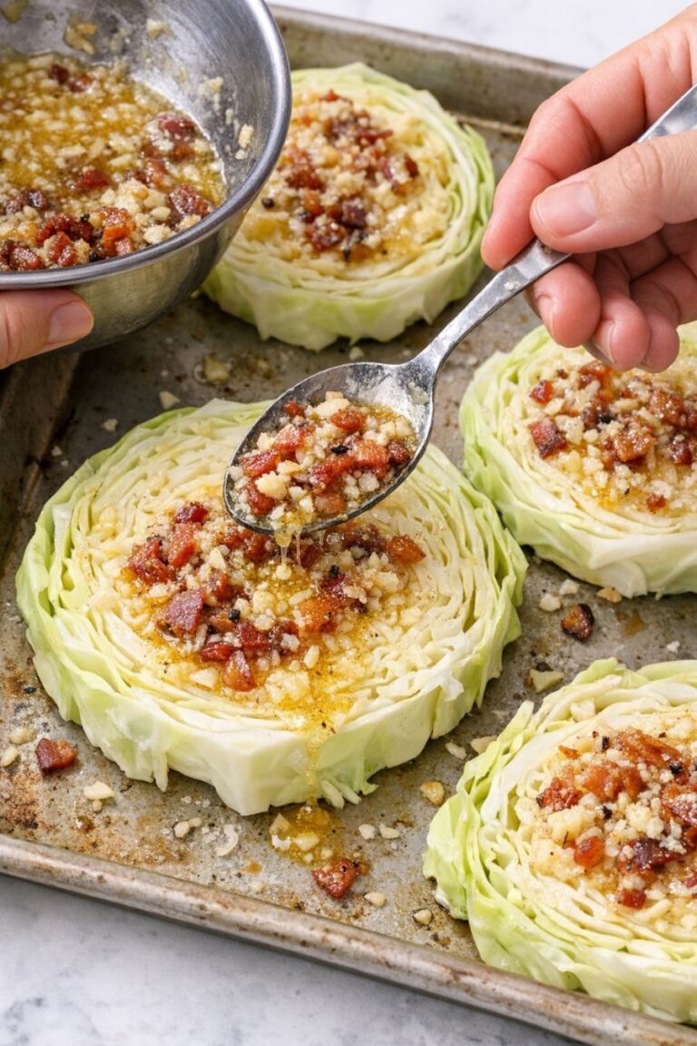 Low Carb Loaded Cabbage Steaks with Rich Butter Bacon Blend