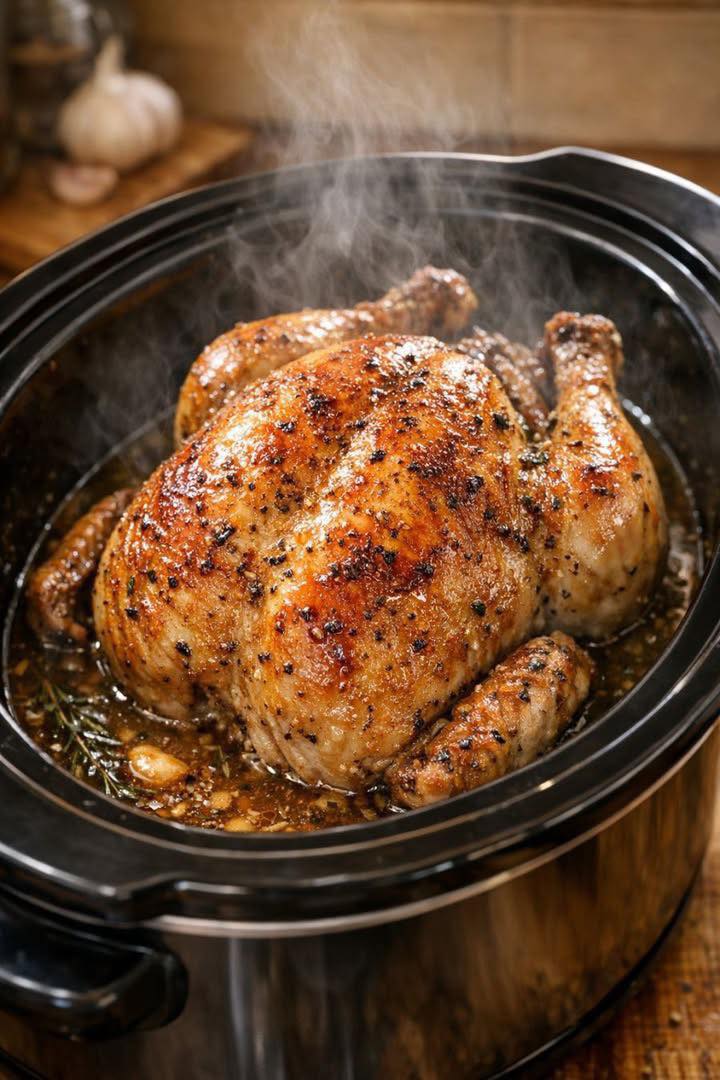 SLOW COOKER WHOLE CHICKEN – A SUNDAY HUG ON A PLATE