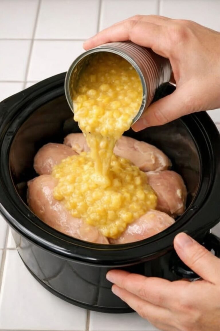 Slow Cooker Amish Chicken Corn Noodle Supper