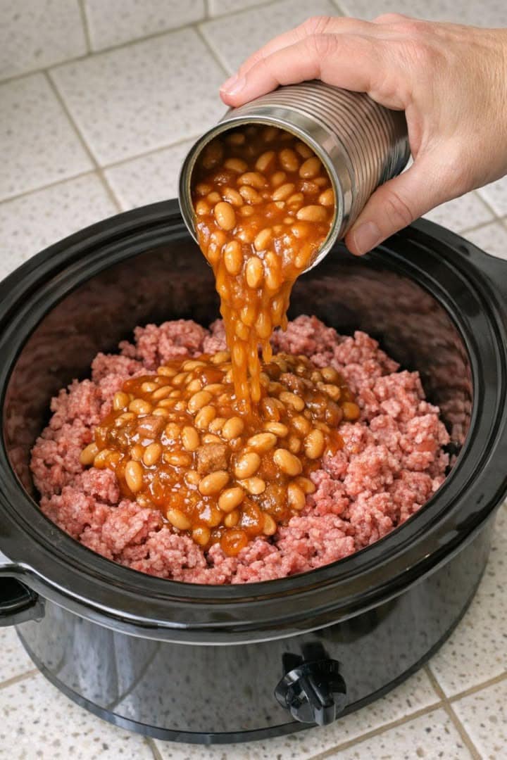 Slow Cooker Pork and Beans with Ground Beef