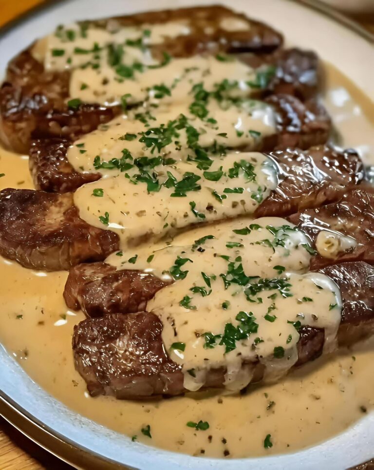 Tender Steak in Creamy Garlic Sauce
