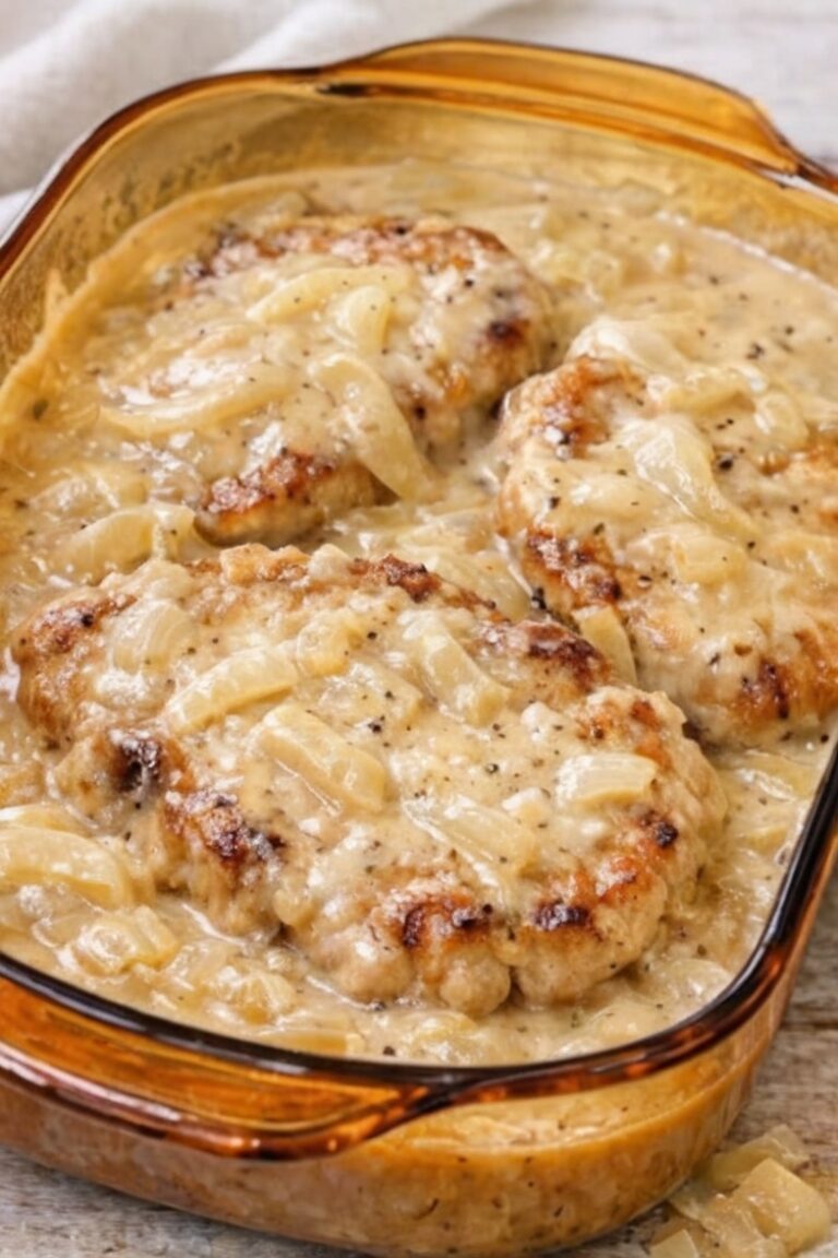 Oven Baked 3-Ingredient Pork Chops with Cream of Onion