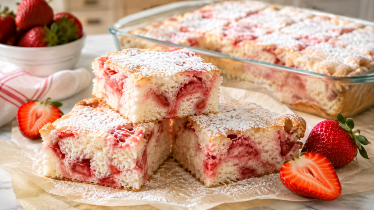 2-Ingredient Strawberry Angel Food Bars – Easy Recipe
